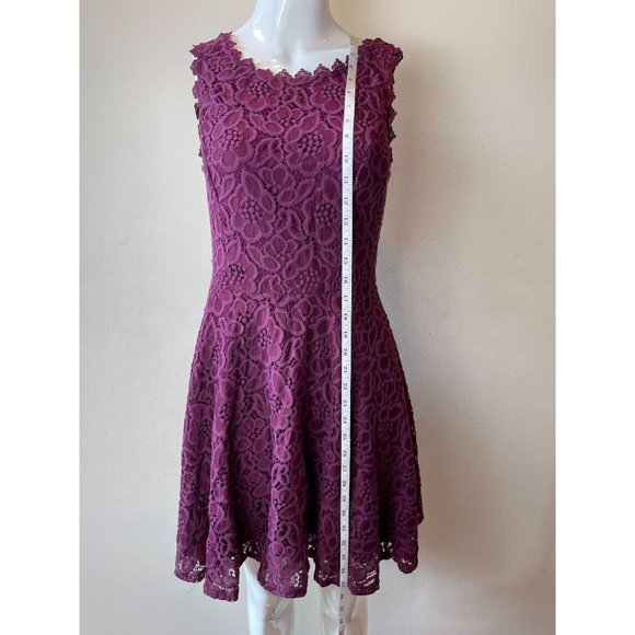 Jodi Kristopher Womens Fit & Flare Lace Dress Scallop Armhole 6544-XP9M Purple 9 - Picture 3 of 8